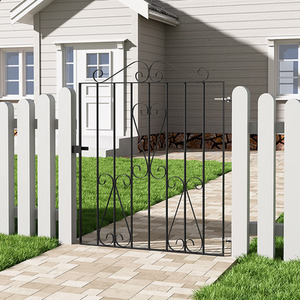 Outdoor 3FT Wrought Iron Garden Gate - Black by Livingandhome