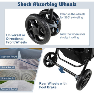 Portable Double Seat Baby Stroller - Blue by Costway