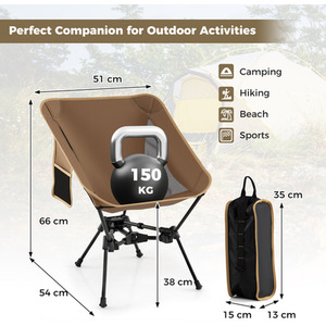 Foldable Backpacking Chair - Brown by Costway