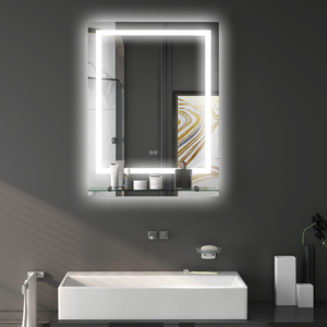 kleankin Dimmable LED Bathroom Mirror with Shelf Touch Switch Hardwired - Cleat / Glass / Tempered Glass Glass by kleankin