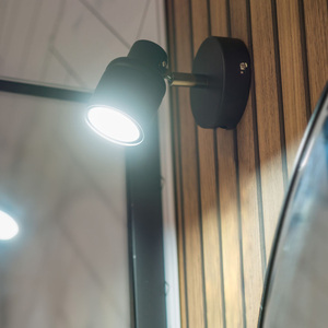 Benton Bathroom IP44 Single Spotlight Adjustable Wall Light - Matte Black by ValueLights