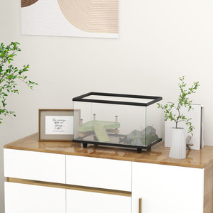 PawHut Turtle Tank Glass Turtle Aquarium with Basking Platform - Black / 28l by PawHut