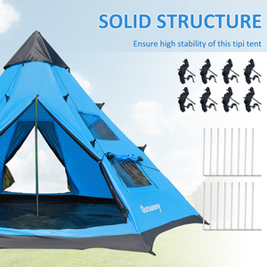 Outsunny 6 Men Tipi Tent - Blue, Black by Outsunny