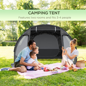 Outsunny Camping Tent with 2 Rooms for 3-4 Persons by Outsunny