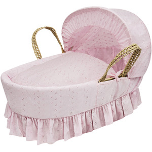 Broderie Anglaise Pink Moses Basket - Pink by Kinder Valley