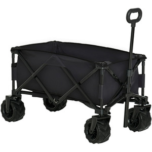 Outsunny Outdoor Pull Cart Folding Cargo Wagon - Black by Outsunny