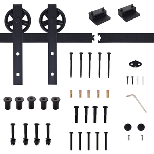 HOMCOM Carbon Steel Sliding Barn Door kits - Black by HOMCOM