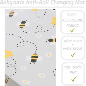 Anti-Roll Wedge Baby Changing Mat - Grey Bee / Grey Bee by Babycurls