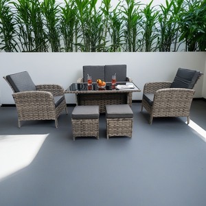 Dorchester 6 Piece Rattan Wicker Garden Dining Set - Grey by Madefor.living