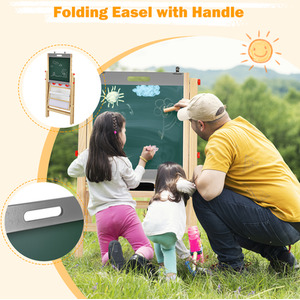 3-In-1 Foldable Kids Easel - Grey by Costway