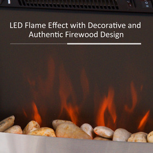 HOMCOM Modern Electric Fireplace 1 and 2KW LED Heater - Silver by HOMCOM