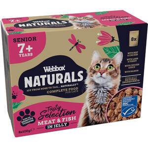 Pack of 8 Webbox Naturals Senior Cat Food Pouches 100g by Webbox