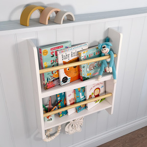 Elene Display 2 Tier Shelf Bookcase Wall Mounted Coathook - White by Noa and Nani