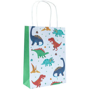 Set of 8 Dinosaur Party Treat Bags - Multicolour