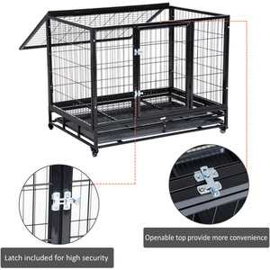 PawHut Metal Heavy Duty Dog Cage - Black / 76cm / 109cm by PawHut