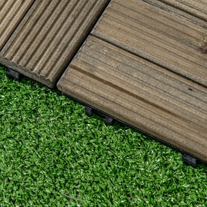 Outsunny 27 Pcs Wooden Interlocking Decking Tiles - Charcoal Grey by Outsunny