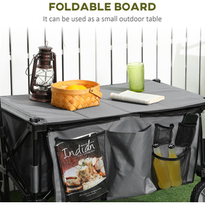 Outsunny Folding Garden Trolley on Wheels Trolley Utility Wagon - Grey by Outsunny