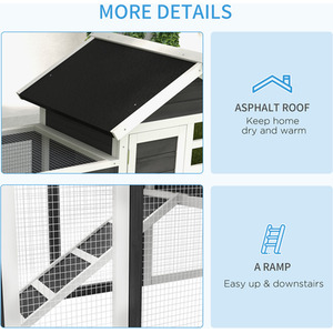 PawHut 122cm Wooden Pet Hutch Small Animal Cage - Grey by PawHut