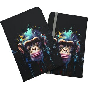 Monkey Face Splashart with Blue Passport Cover - Blue by Warren Reed - Designer
