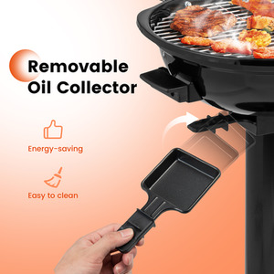 Electric BBQ Grill Portable Standing Grill - Black by Costway