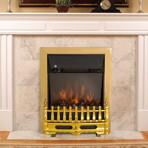 HOMCOM LED Flame Electric Fire Place-Golden - Golden by HOMCOM