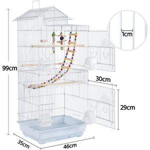 Metal Large Roof Top Bird Cage with Swing - White by Yaheetech