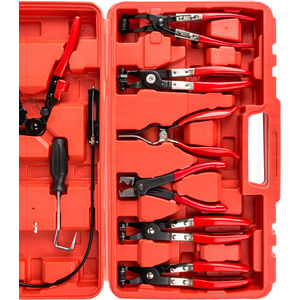 Hose Clamp Pliers And Hose Clip Pliers - 9-Piece Set, Case Included - Black & Red by tectake