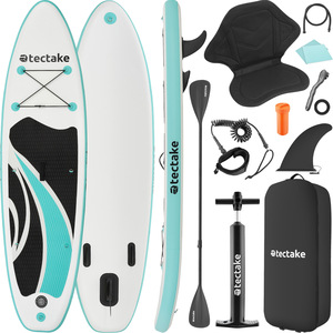 Paddle Board 2-In-1 Inflatable SUP Kayak, with Paddle, Pump, Backpack - Turquoise & Black by tectake