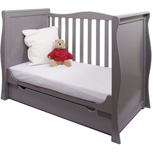 Willow Sleigh Mini Cot Bed Grey with Drawer and Mattress - Grey by Viculii