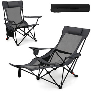 Reclining Camping Chair with Removable Footrest by Costway