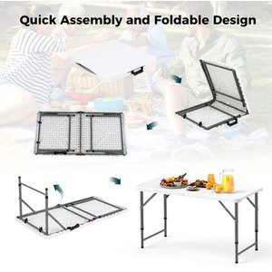 122 cm Portable Camping Table - White by Costway