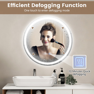 Bathroom LED Round Mirror - Silver by Costway