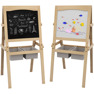AIYAPLAY Kids Easel with Paper Roll, Storage Baskets - Brown by AIYAPLAY
