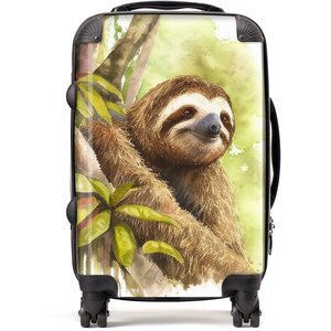 Sloth Watercolour Suitcase - Yellow / 52l by Warren Reed - Designer
