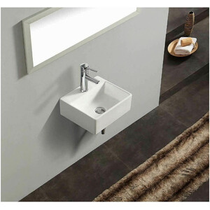 BELOFAY Ceramic Cloakroom Wash Basin Sink Modern Design Wall-Mounted Basin - White / 30cm by BELOFAY