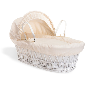 Waffle White Wicker Moses Basket - Cream by Clair de Lune