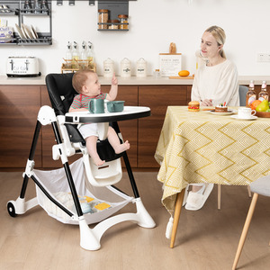 Baby High Chair Foldable Toddler Dining Chair - Black by Costway