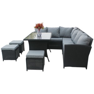 BIRCHTREE Rattan Garden Furniture Patio Set - Black by BIRCHTREE