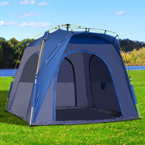Outsunny 4 Person Instant Automatic Camping Tent Pop Up Tent - Grey, Blue by Outsunny