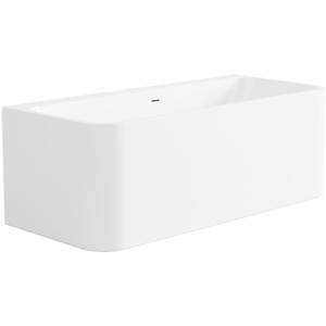 Clarevo Gloss Back To Wall Acrylic Bath - White by Fino Stone