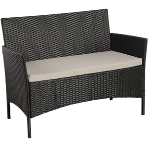 4PCS Garden Patio Rattan Furniture Set - Black