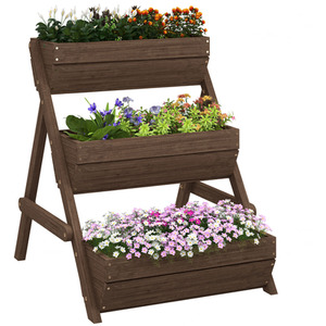 Outsunny 3 Tier Raised Garden Bed Wooden Elevated Planter Box by Outsunny