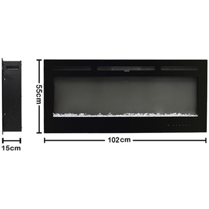 Recessed or Wall-Mounted Electric Fireplace with Adjustable Flame Colours - Black / 102cm by Livingandhome