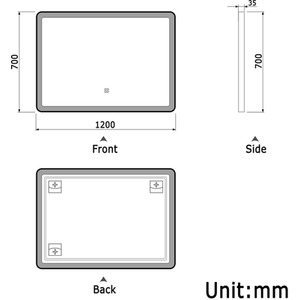 Bathroom Mirror with LED Lights, Black Frame, Rectangle by AicaBathroom