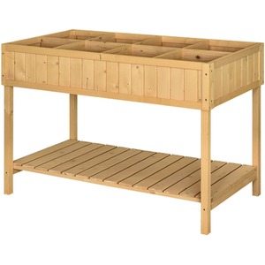 Outsunny Wooden Herb Planter Raised Bed Container - Natural Wood by Outsunny