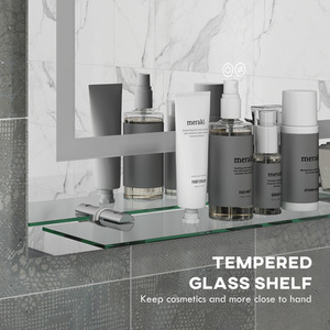 kleankin Dimmable LED Bathroom Mirror with Shelf Touch Switch Hardwired - Cleat / Glass / Tempered Glass Glass by kleankin