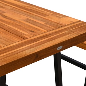 Outsunny Garden 3 Pieces Acacia Wood Picnic Table and 2 Benches Set - Natural wood colour by Outsunny