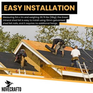 Standard Grade Mineral Shed Roofing Felt (10m x 1m) - Green by NOVECRAFTO