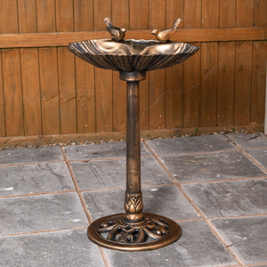 Bronze Effect Garden Twin Bird Bath with Bird Sculptures - Bronze by Samuel Alexander