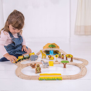Safari Train Set - Multi-coloured by Bigjigs Rail